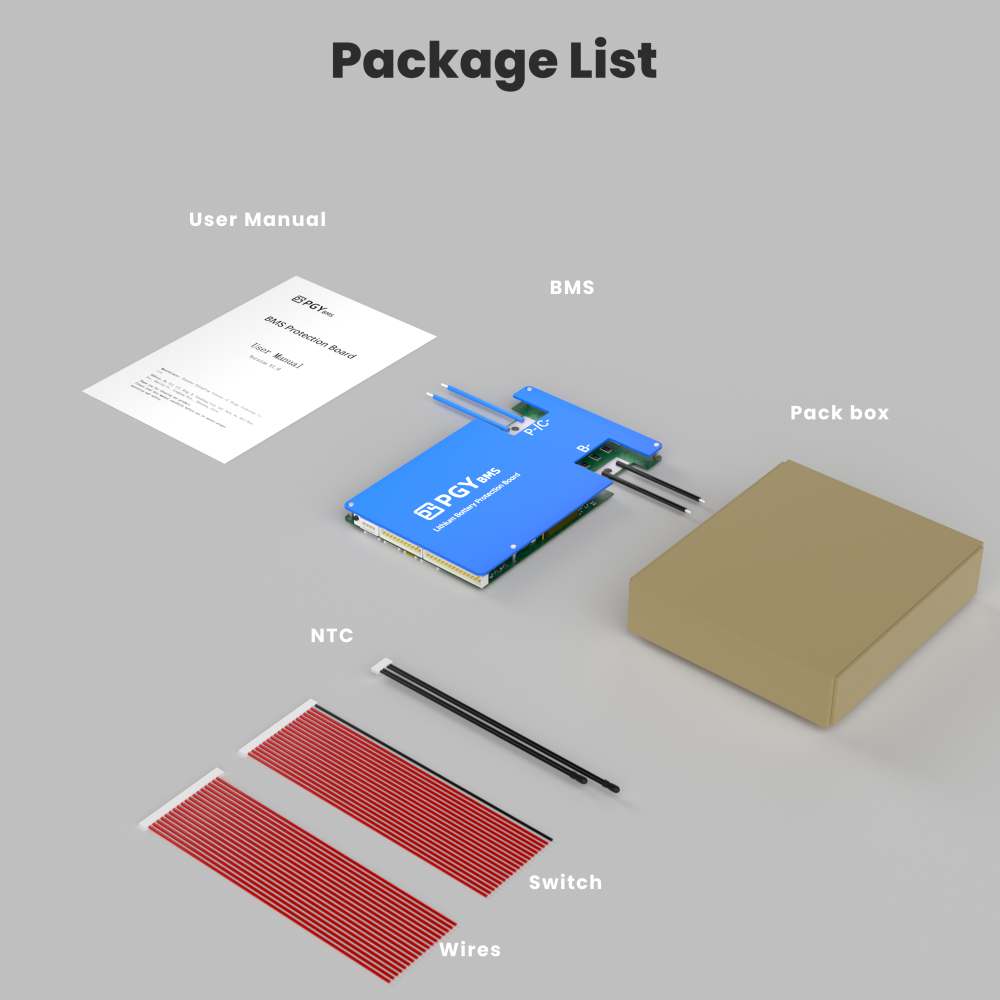 PGYBMS Smart Protection Board Satin Blue for Lithium Battery Packs 8S–24S, 40A–150A Battery Management & Protection Module (PGY141B)